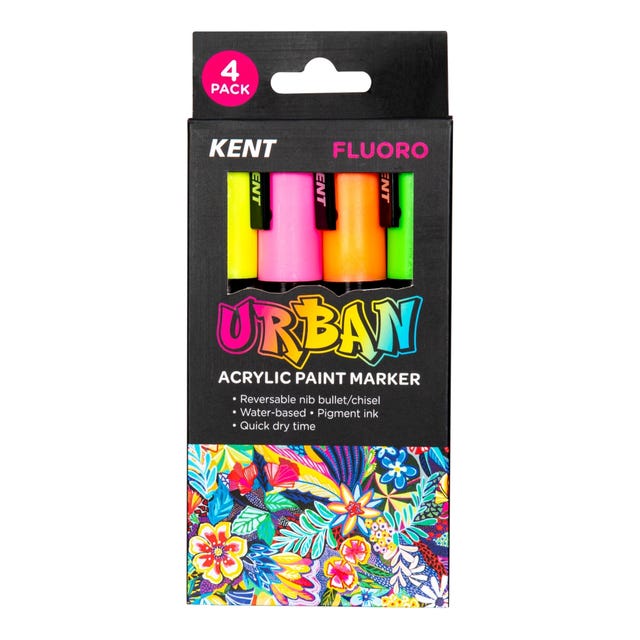 Kent Urban Acrylic Paint Marker - Fluoro Set of 4