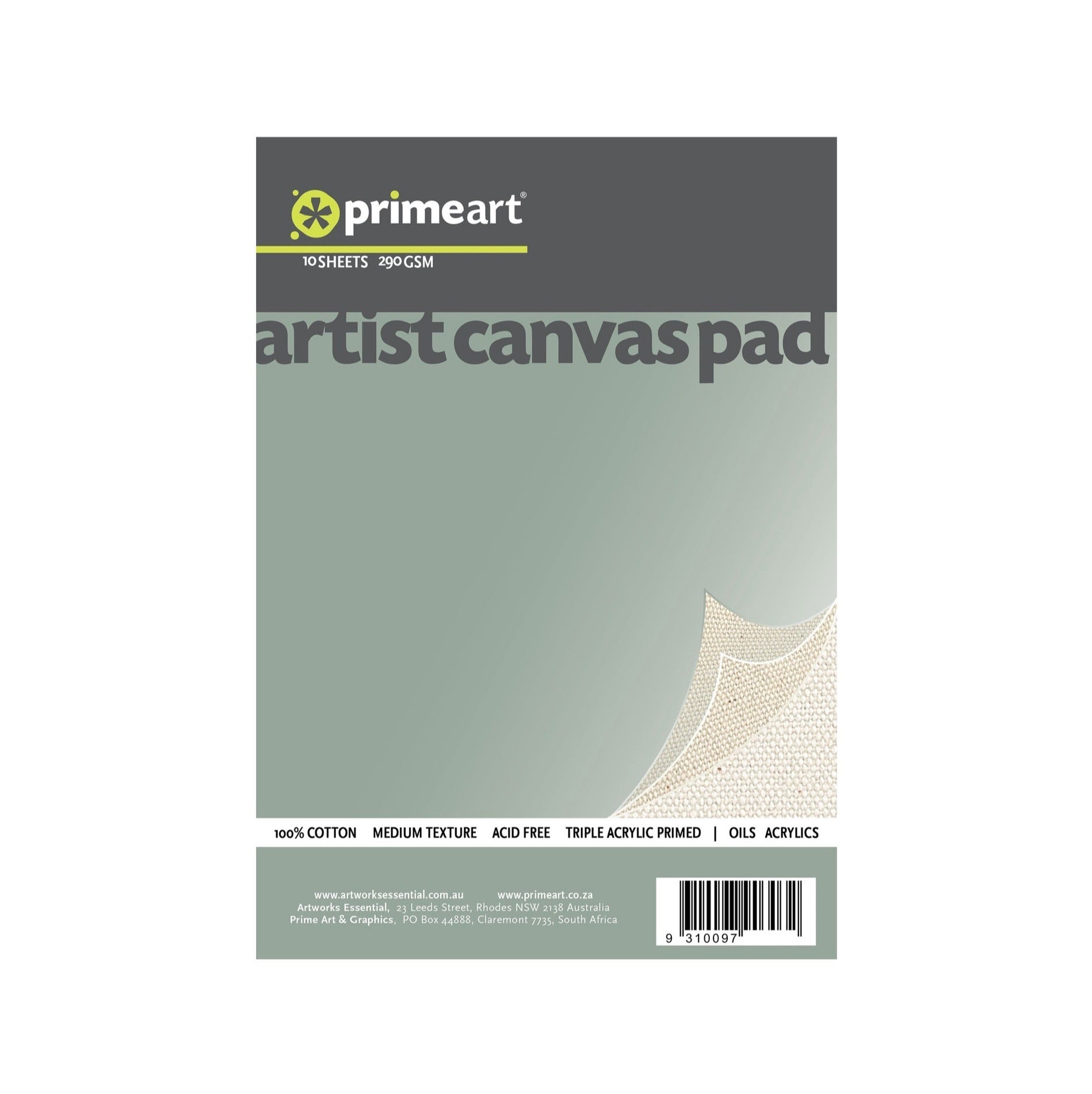Prime Art Canvas Pad 290gsm 10 sheets