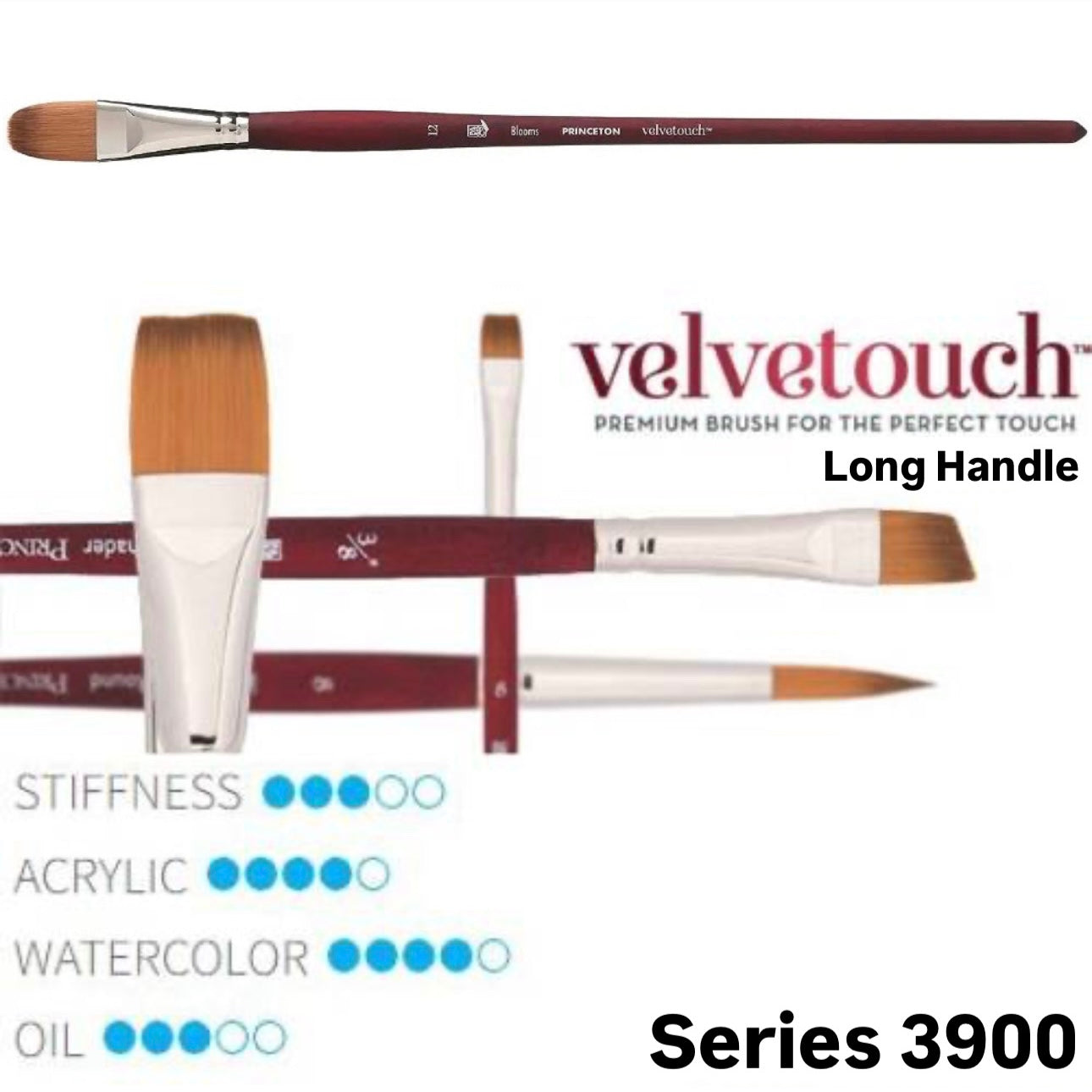 Princeton Velvetouch Series 3900 Premium Synthetic Blend Brush (Long Handle)