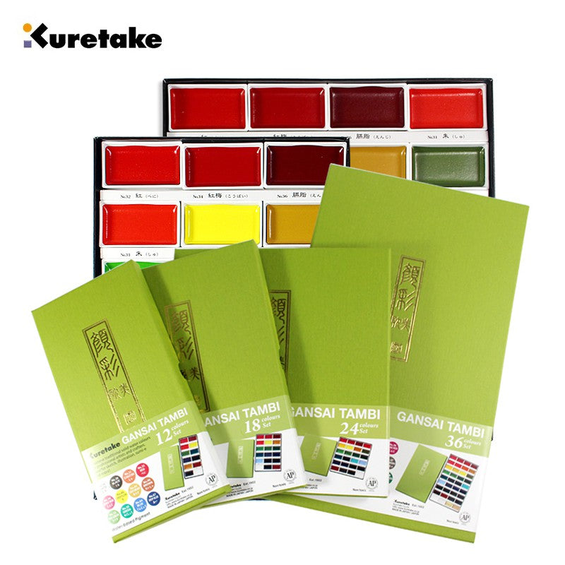 Kuretake Gansai Tambi Watercolor Review, New Graphite Colors, 48 Pan S
