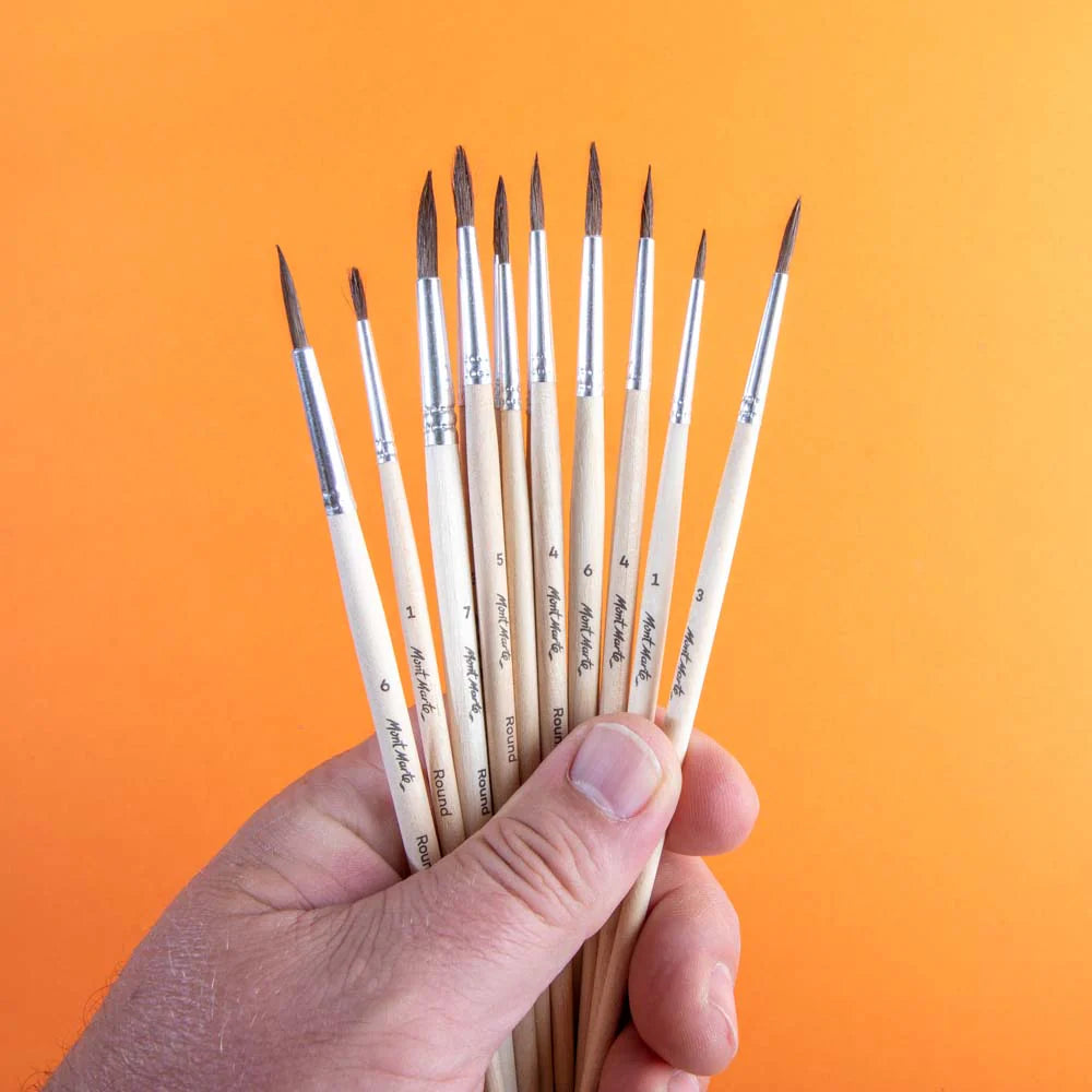 Mont Marte Natural Hair Round Brush Set 13pc