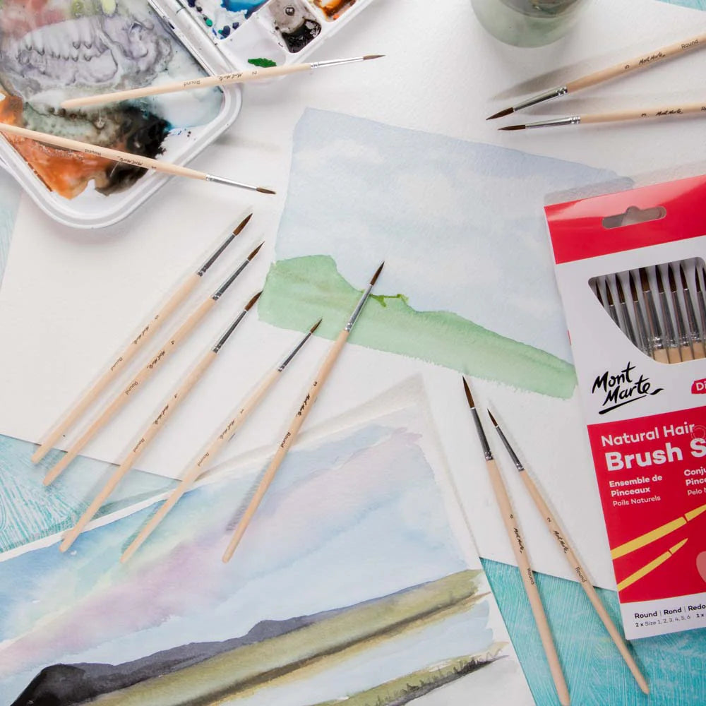 Mont Marte Natural Hair Round Brush Set 13pc