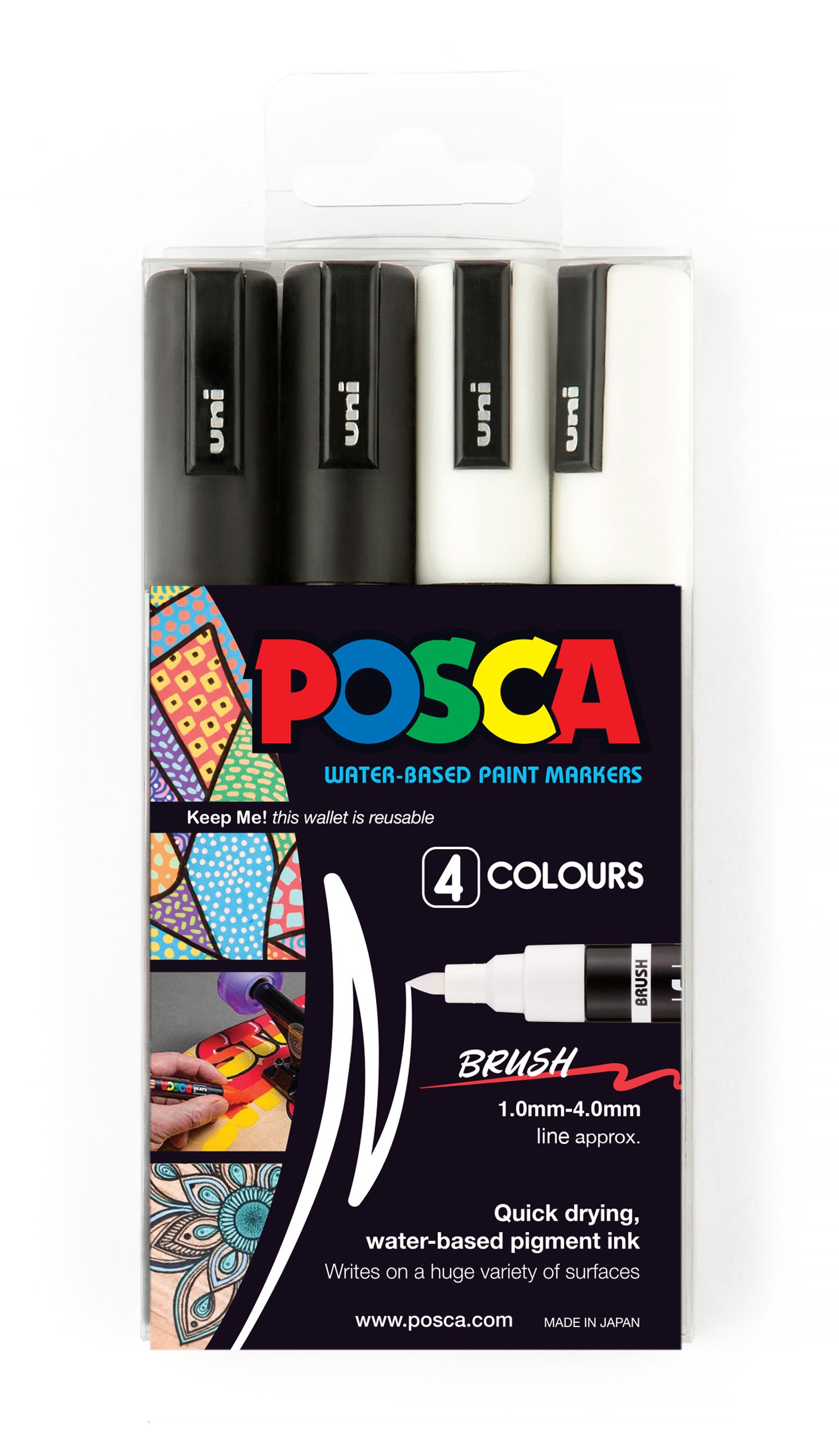 Uni POSCA Paint Marker Medium (1.0-4.0mm) Brush Tip