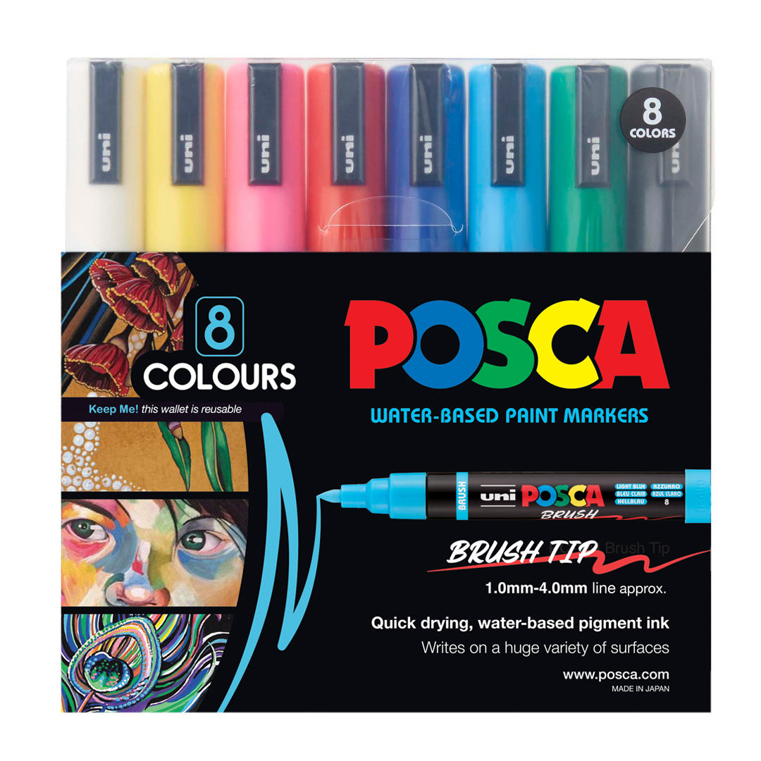 Uni POSCA Paint Marker Medium (1.0-4.0mm) Brush Tip