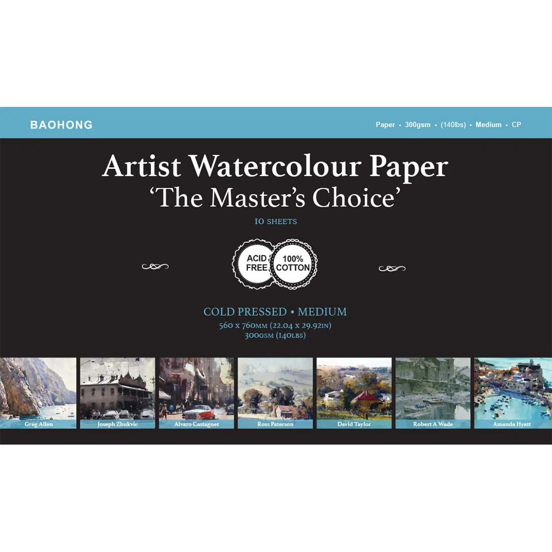Baohong Masters Watercolour Paper Sheets 300gsm