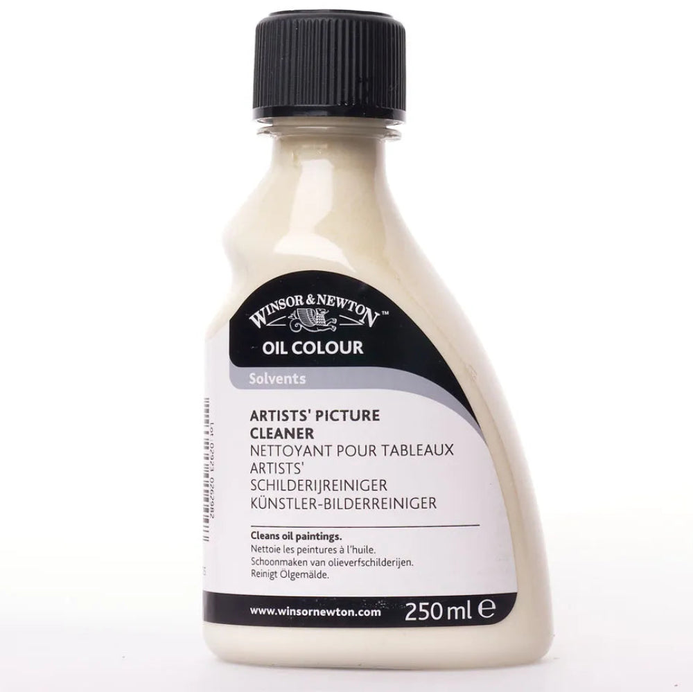 A 250 ml bottle of Winsor & Newton Oil Colour Artists' Picture Cleaner on a white background.