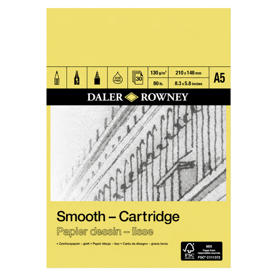 Daler Rowney Smooth Cartridge Pad A5 130gsm 30 sheets