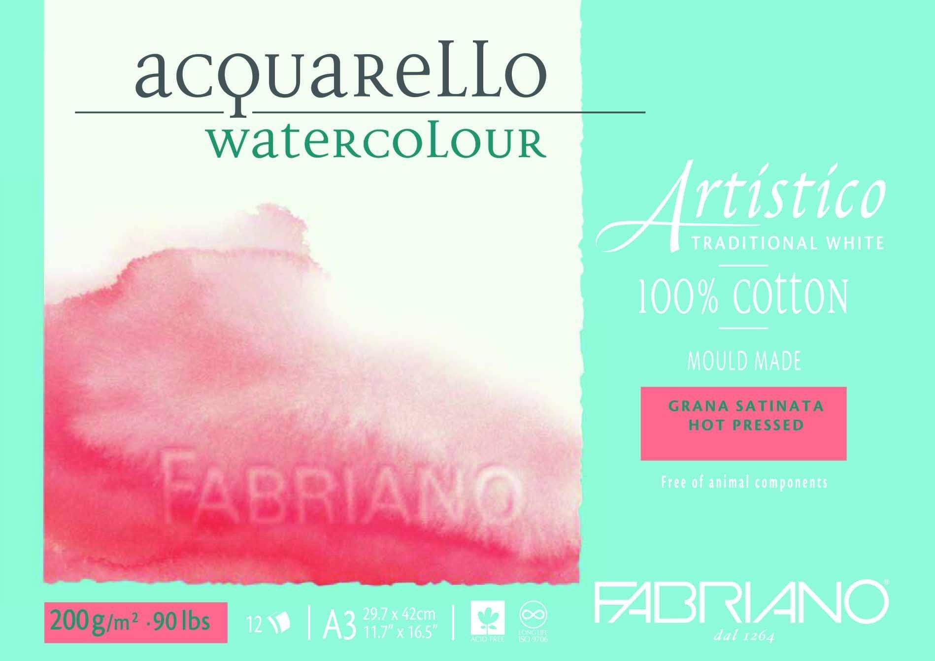 Fabriano Artistico 100% Cotton Water Colour Pads 12 Sheets - Art Supplies Australia