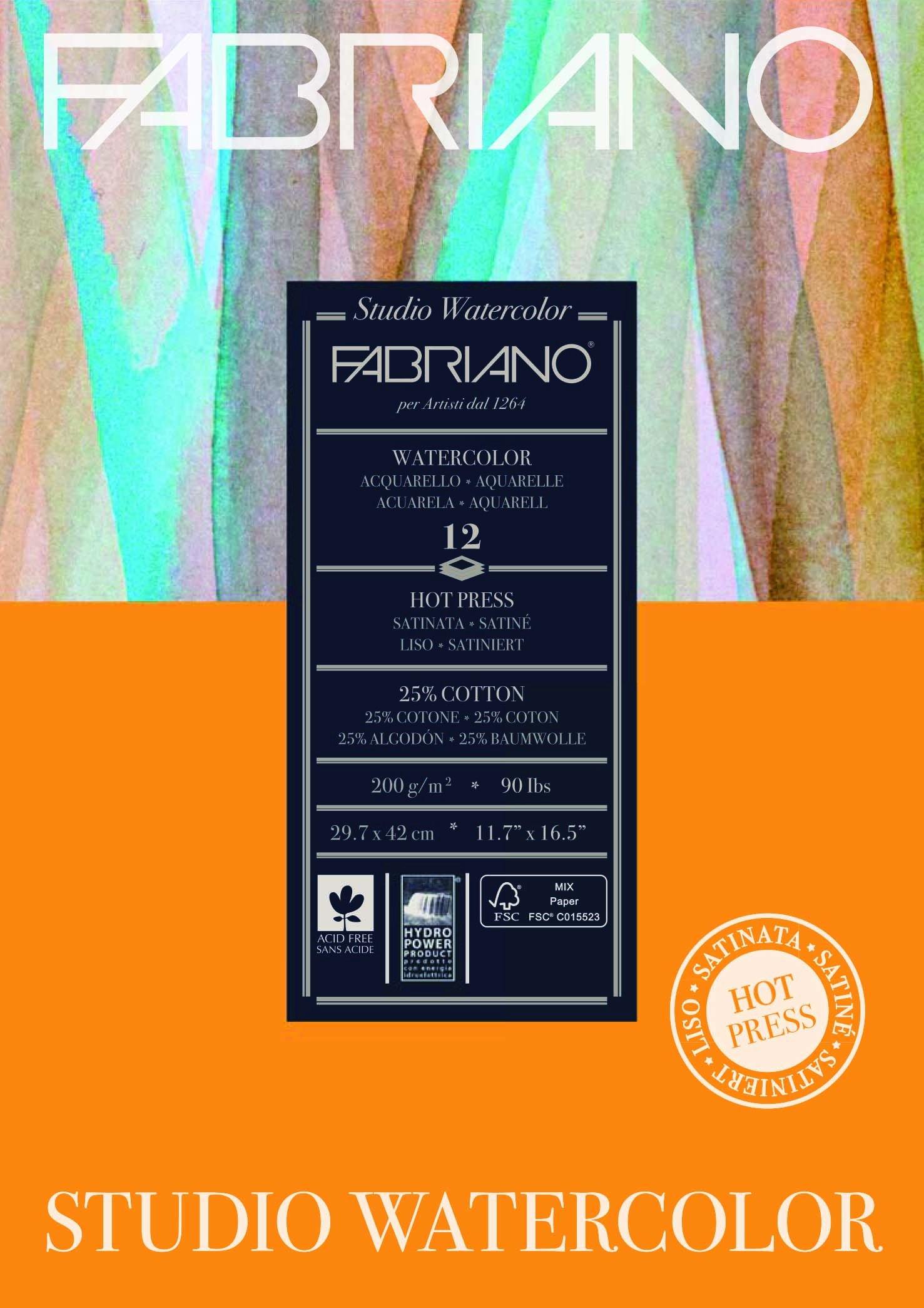 Fabriano Studio 25% Cotton Water Colour Pads 12 Sheets - Art Supplies Australia