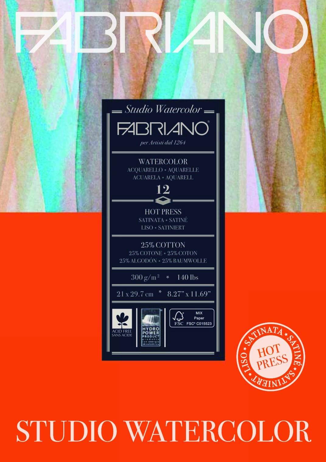 Fabriano Studio 25% Cotton Water Colour Pads 12 Sheets - Art Supplies Australia