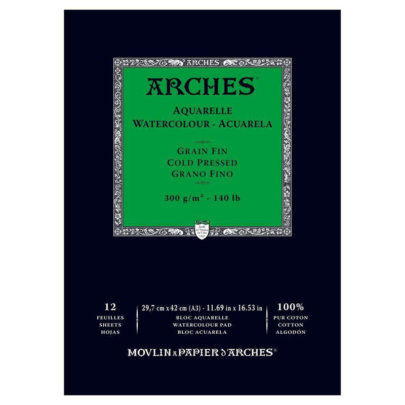 Arches 100% Cotton Watercolour Pads 300gsm 12 Sheets - Art Supplies Australia