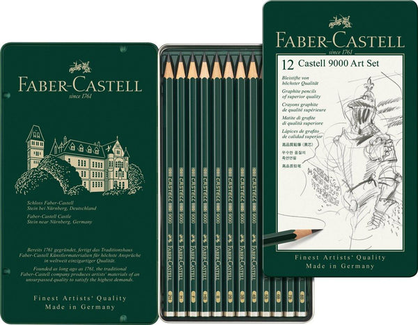 Faber-Castell Graphite Pencil Castell 9000 Set of 12 - Art Supplies Australia