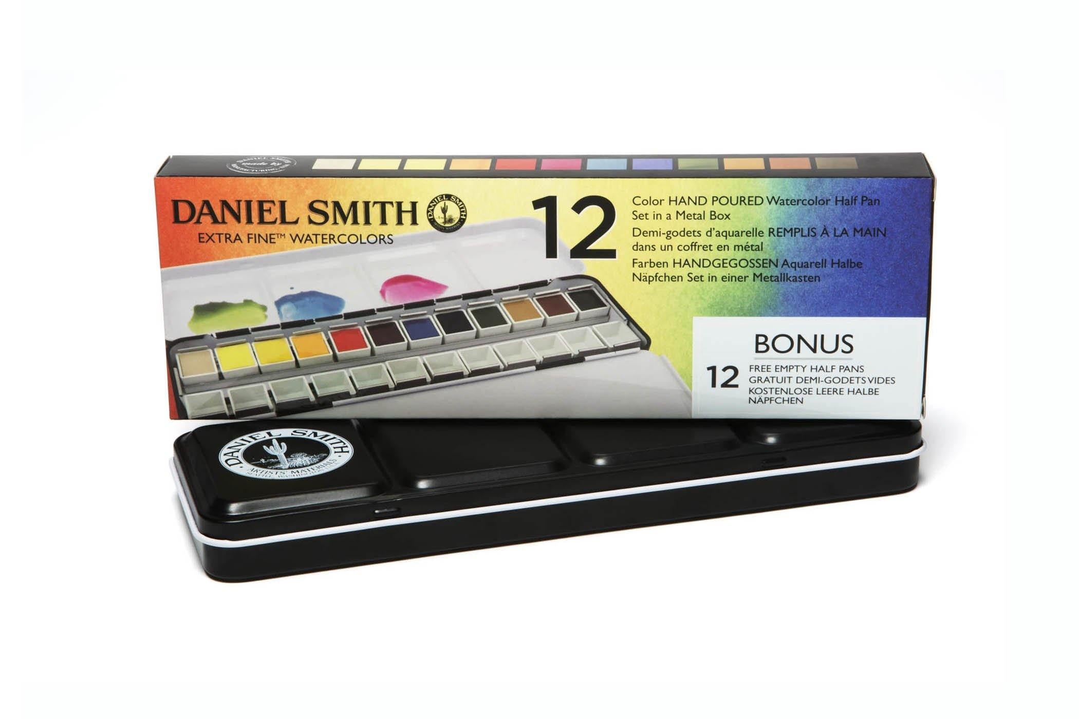 DANIEL SMITH Extra Fine Artist's Hand Poured Watercolour Half Pan Sets with A Box - Art Supplies Australia
