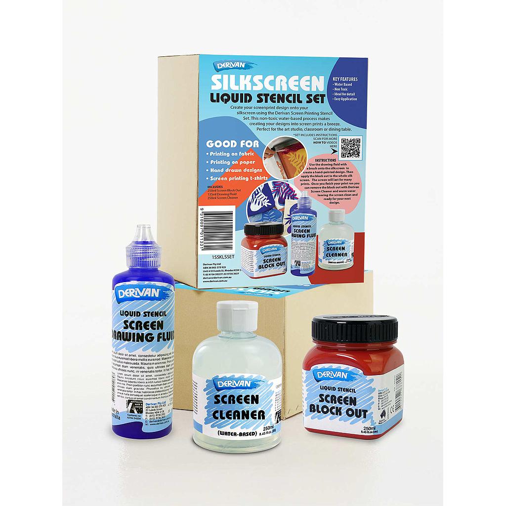 Derivan Screen Printing Stencil Set and Mediums - Art Supplies Australia