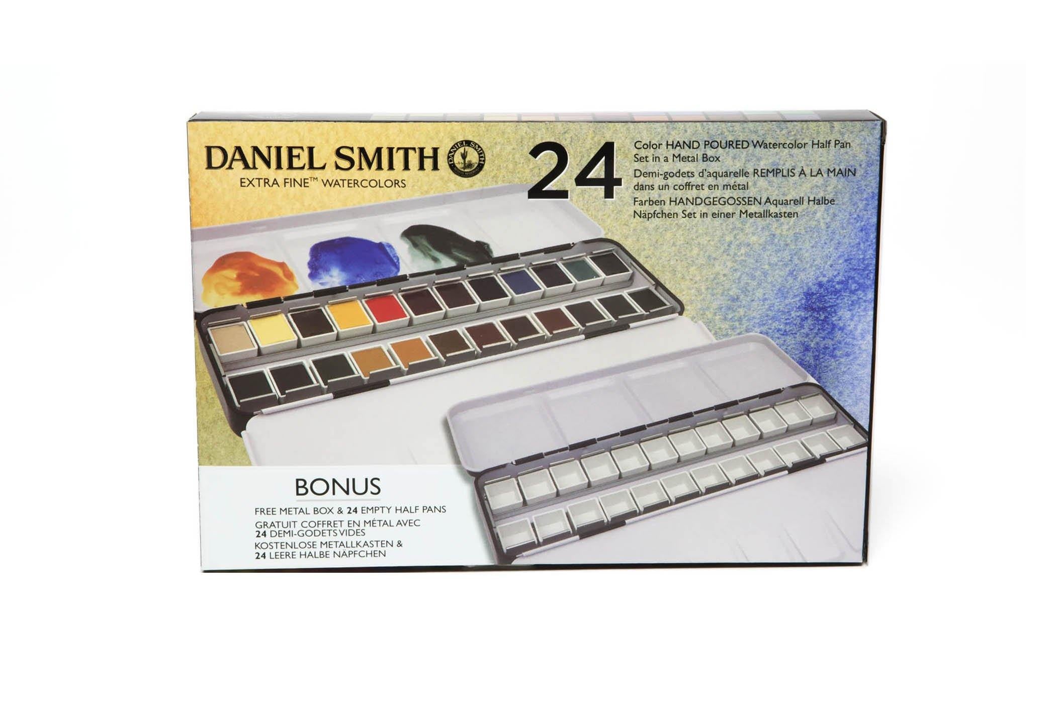 DANIEL SMITH Extra Fine Artist's Hand Poured Watercolour Half Pan Sets with A Box - Art Supplies Australia