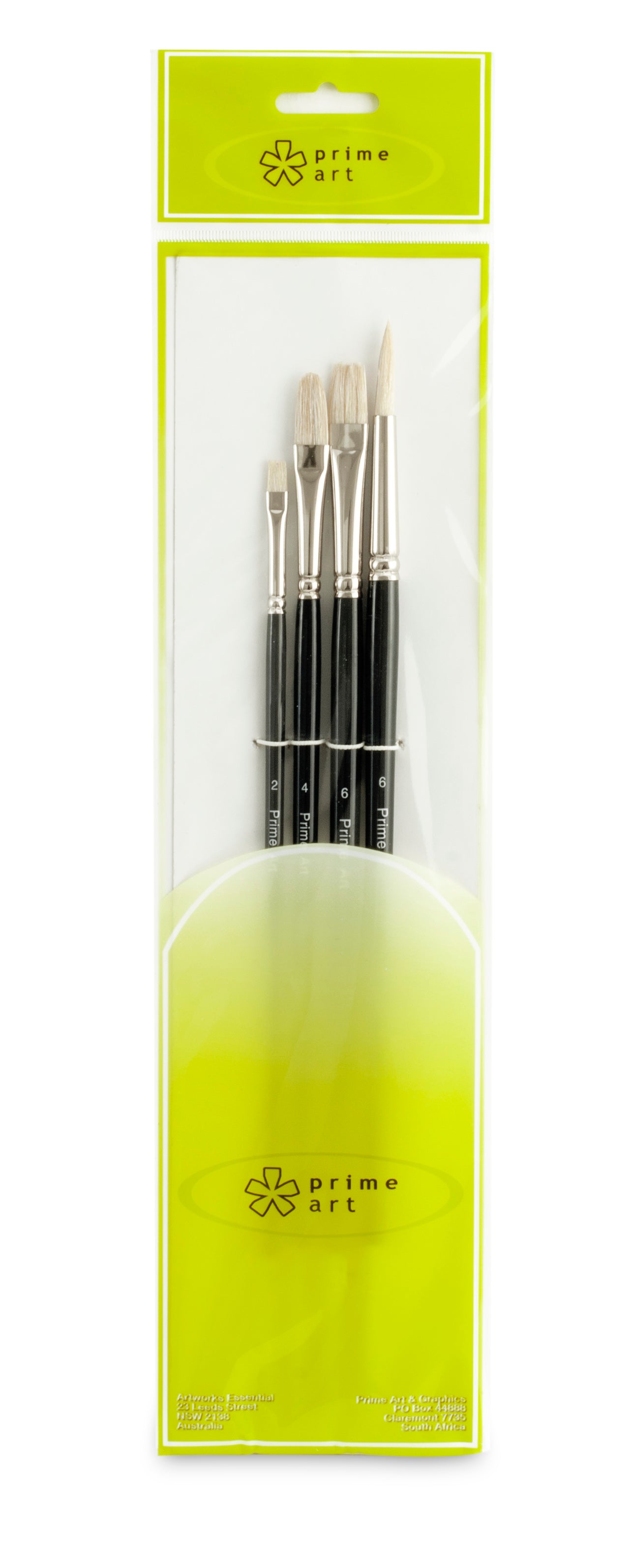 Professional Fine hog bristle brush 2 flat & 1 round & 1 filbert 4BS2014 - Art Supplies Australia