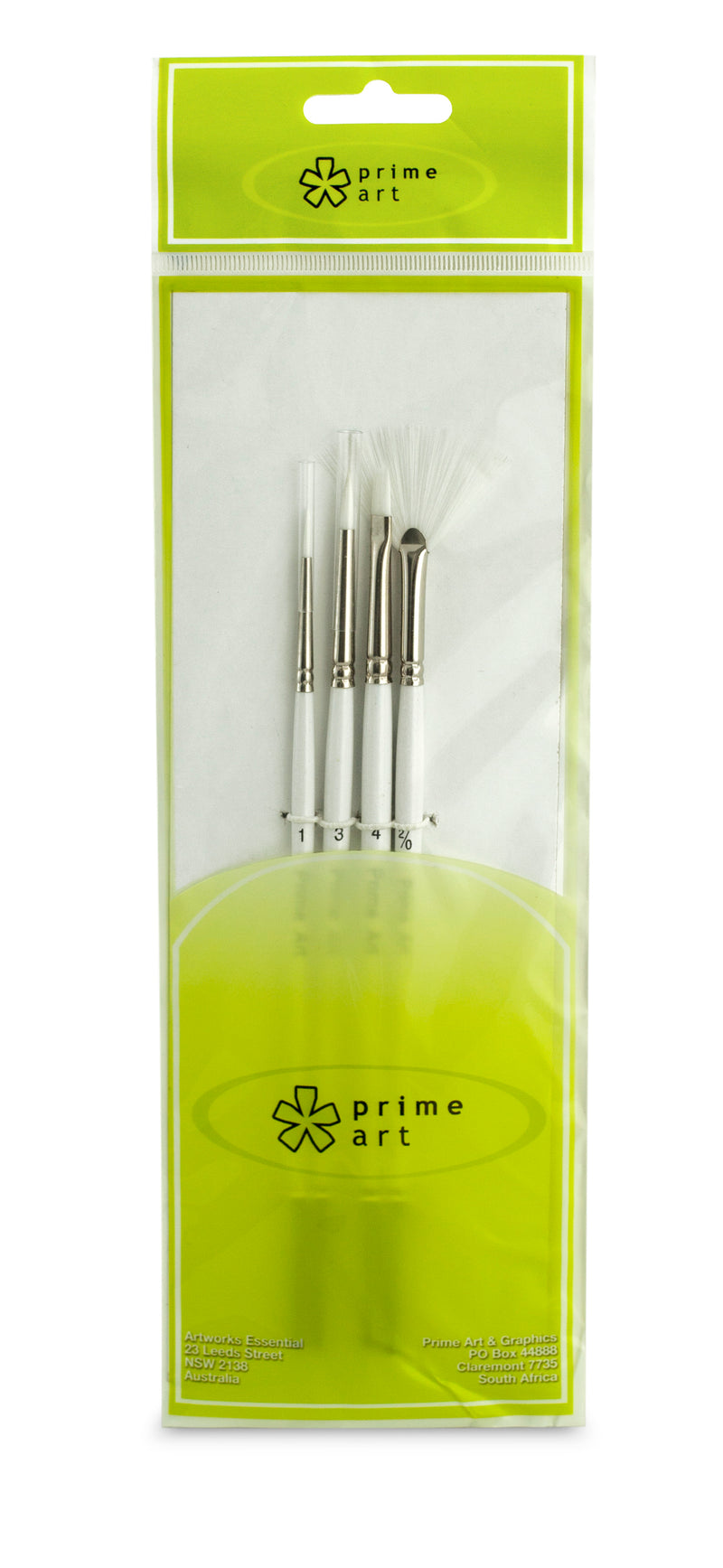 Prime Art Professional & Synthetic brush 2 round & 1 fan 1flat - 4 pcs set 4BS7084 - Art Supplies Australia