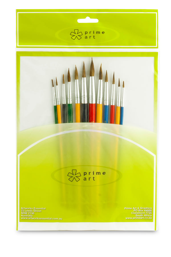 Student Pointed round watercolour brush - 12 pcs set 4EBWCS - Art Supplies Australia