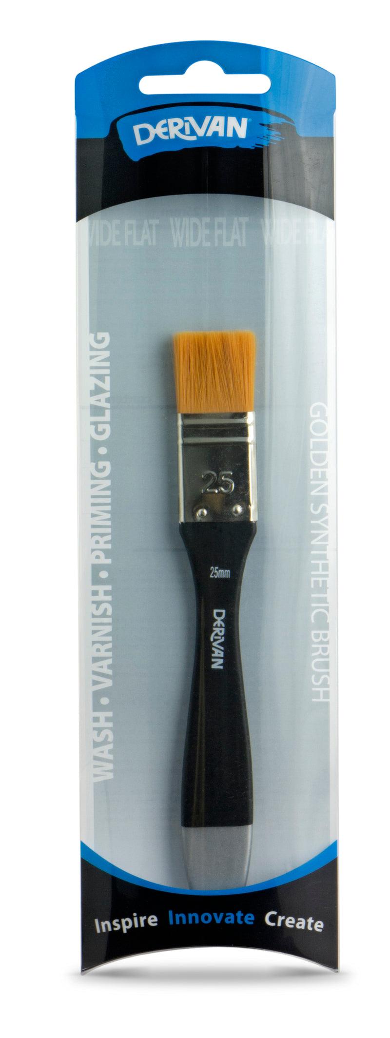 Derivan Professional Short Handle Golden Fine Synthetic Flat Brush - Art Supplies Australia