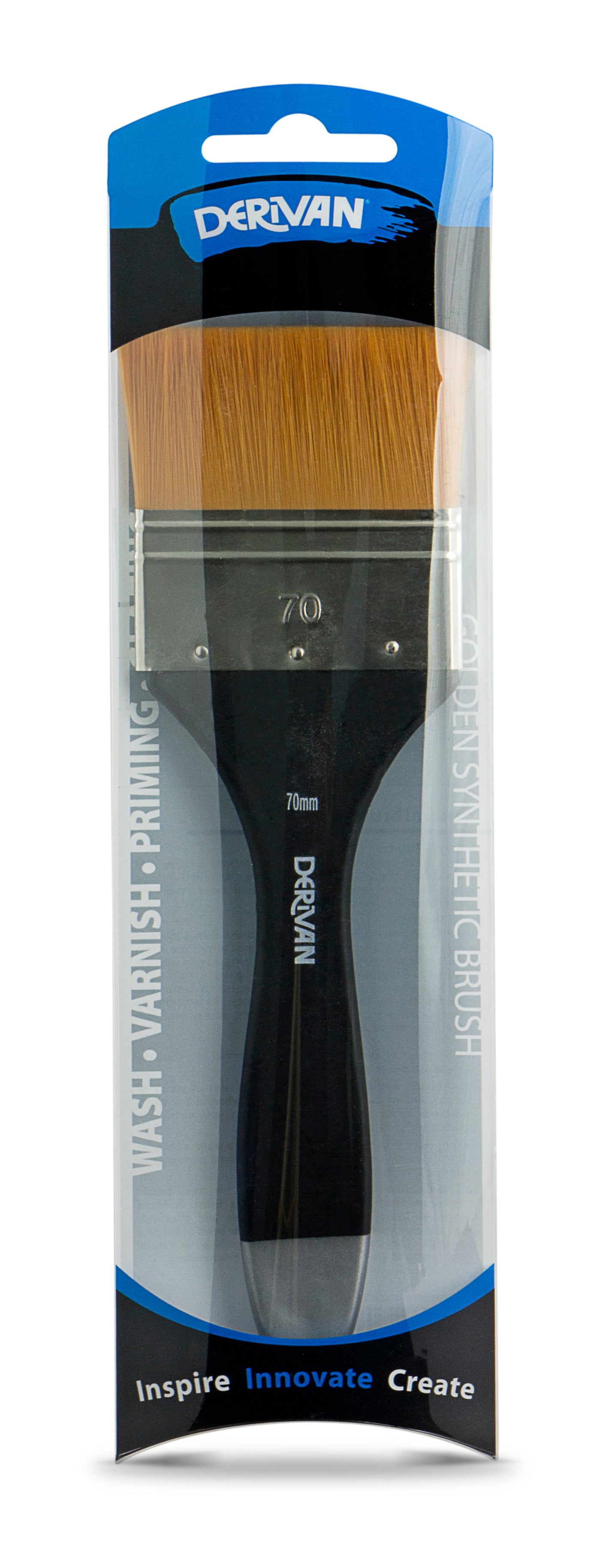 Derivan Professional Short Handle Golden Fine Synthetic Flat Brush - Art Supplies Australia