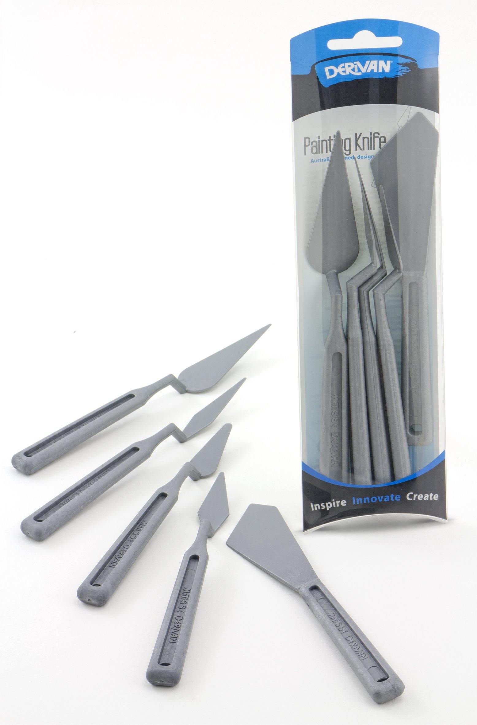 Derivan Plastic Painting Knife Set - 5 Piece Set - Art Supplies Australia