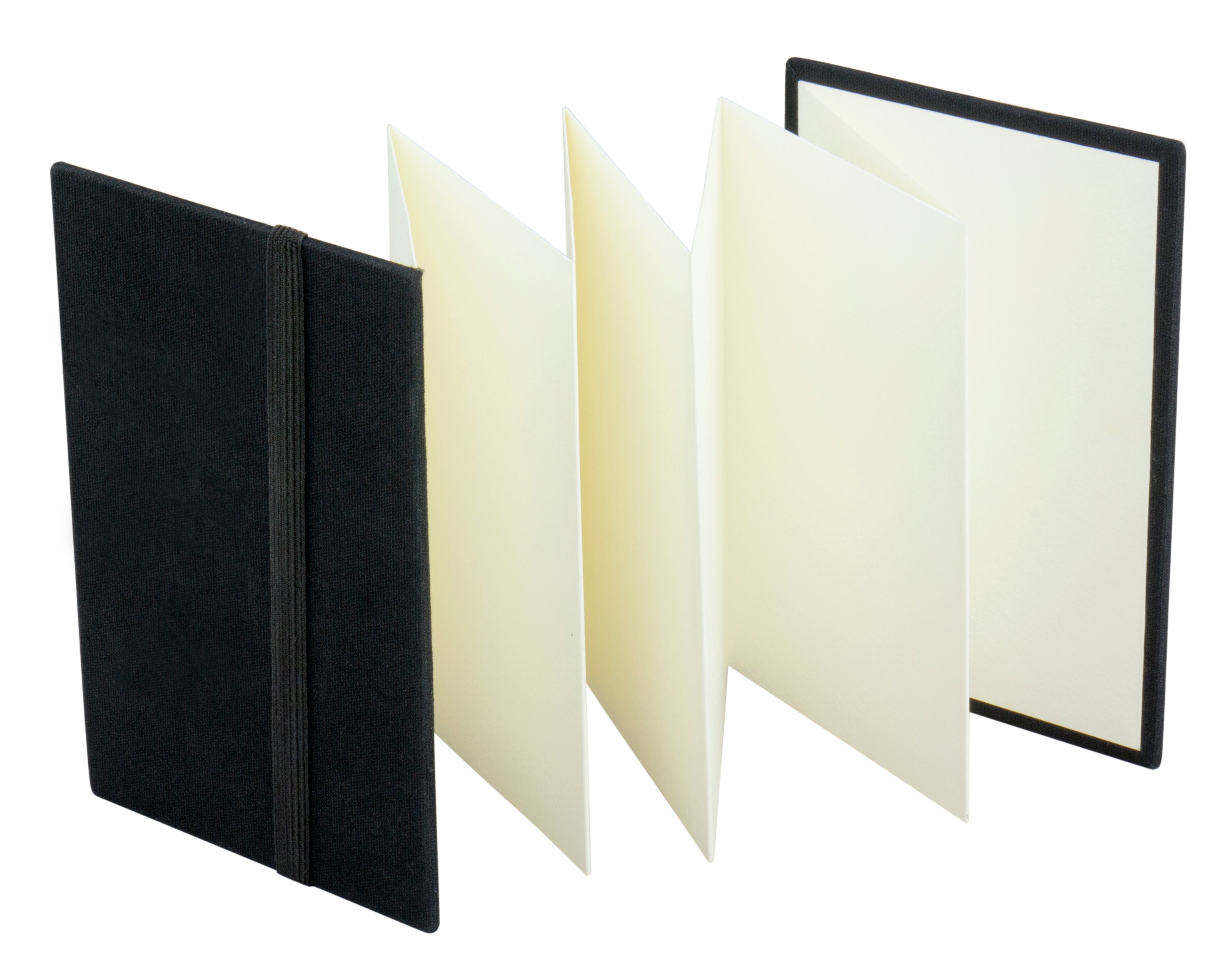 Derivan CONCERTINA SKETCHBOOK 350gsm Acid Free, Watercolour Paper, Portrait Black Cover