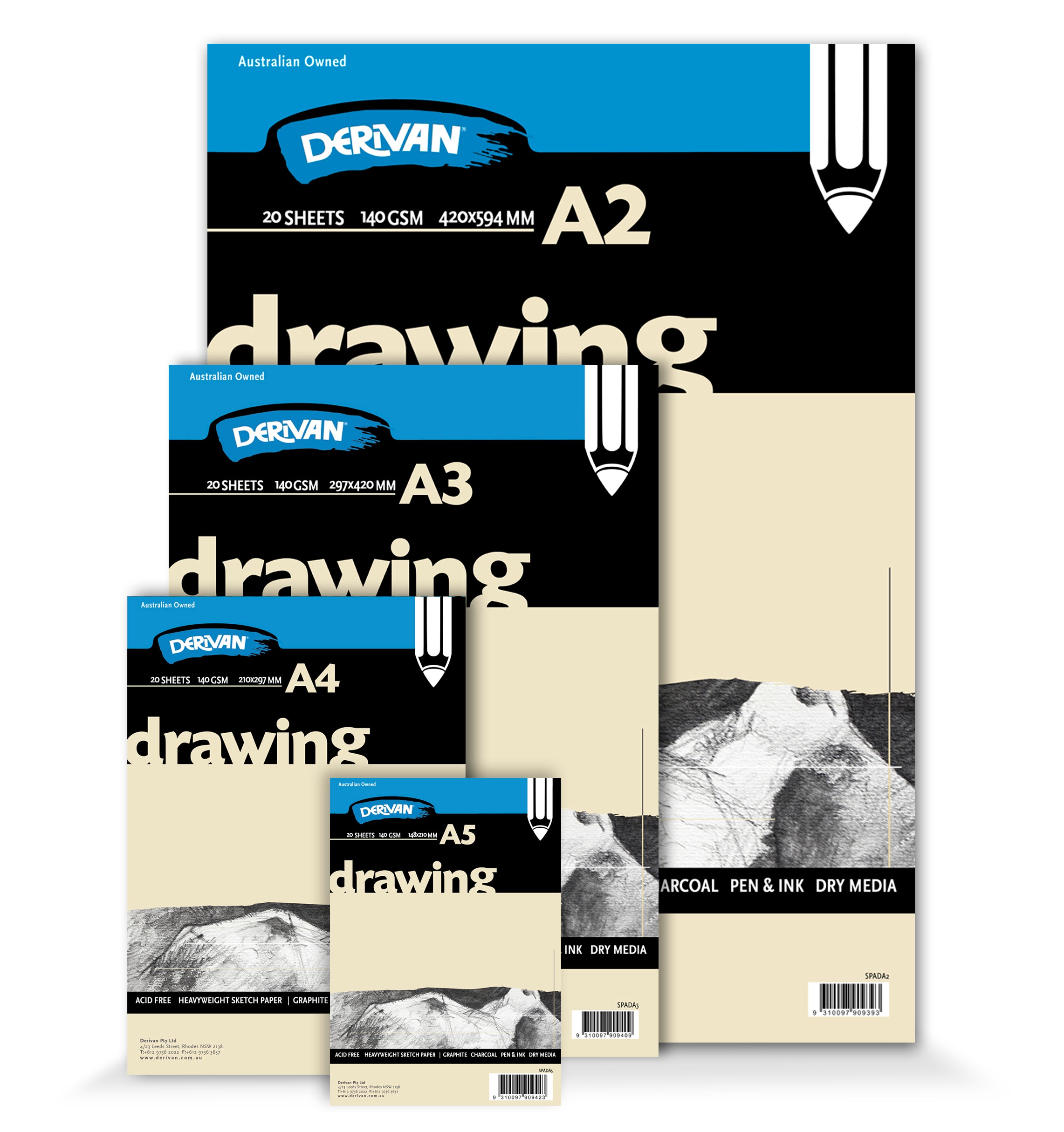 Derivan Drawing Pad White 140gsm 20 sheets - Art Supplies Australia