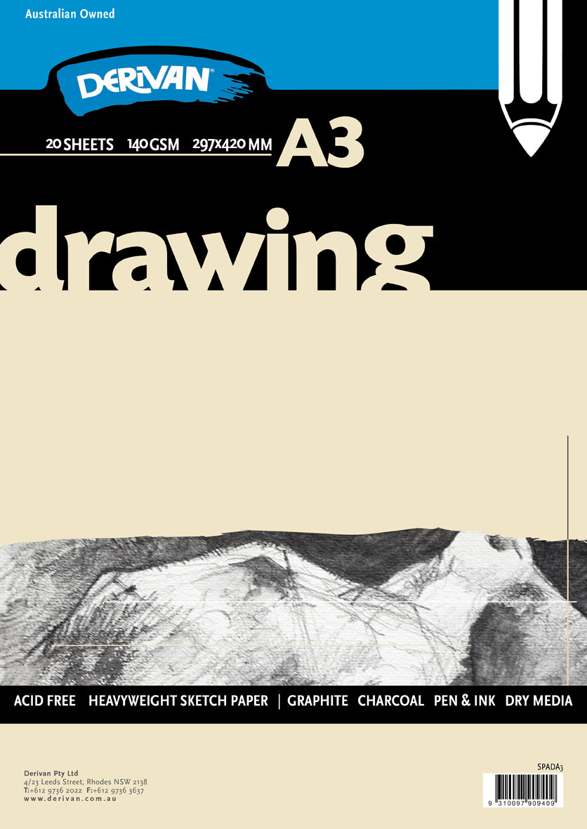 Derivan Drawing Pad White 140gsm 20 sheets - Art Supplies Australia