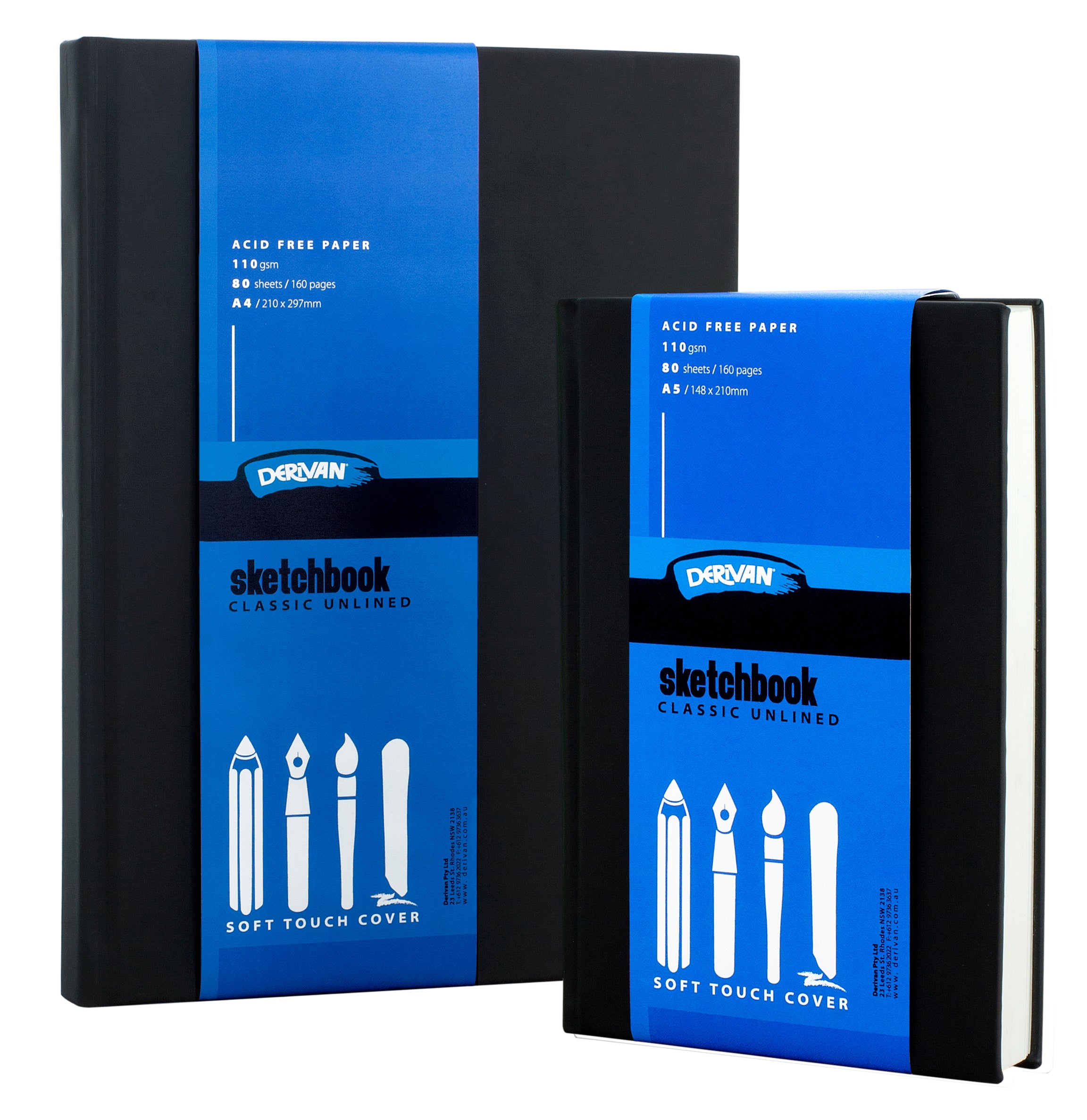 Derivan SOFT TOUCH PLAIN SKETCHBOOK Portrait 110gsm 80shts - Art Supplies Australia