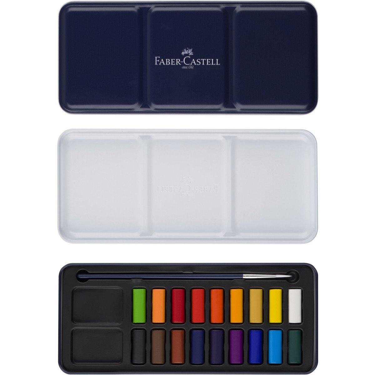 Faber-Castell 18 Watercolour Pans + Paint Brush - Art Supplies Australia