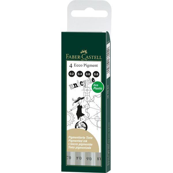Faber-Castell Artist Fibre-tip Pen Ecco Pigment Fineliner Set of 4 Pieces - Art Supplies Australia