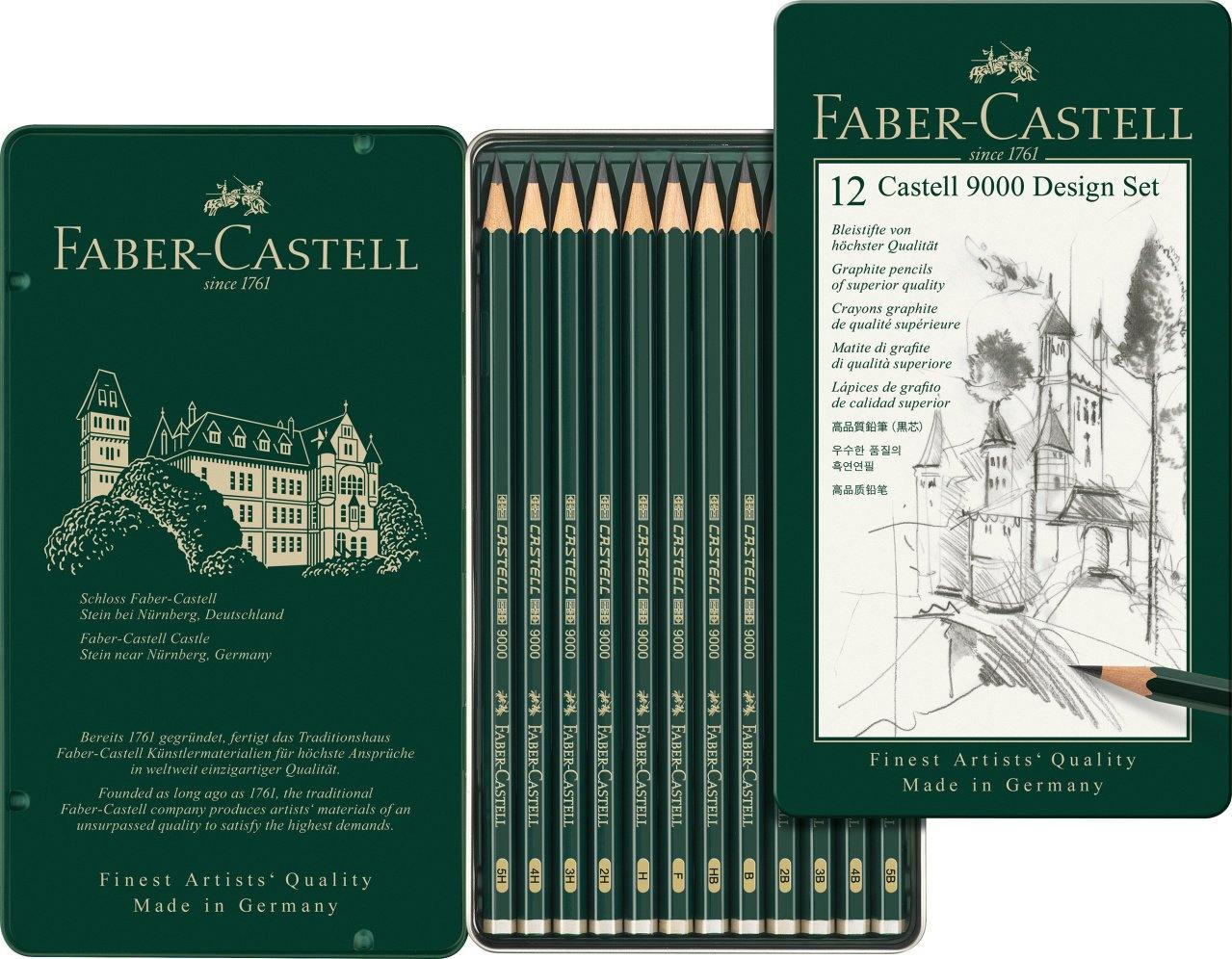 Faber-Castell Graphite Pencil Castell 9000 Set of 12 - Art Supplies Australia
