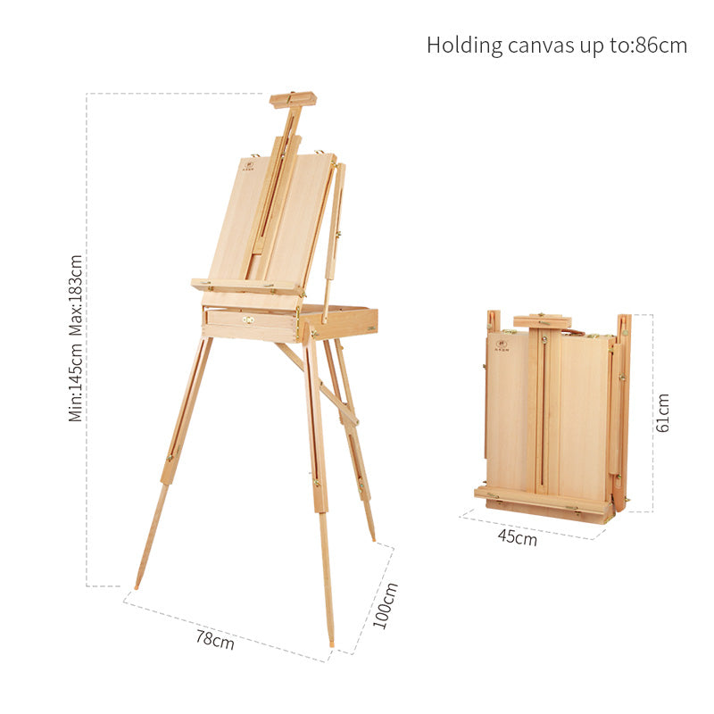 Luca French Box Easel with Wooden Palette & Shoulder Strap - Art Supplies Australia