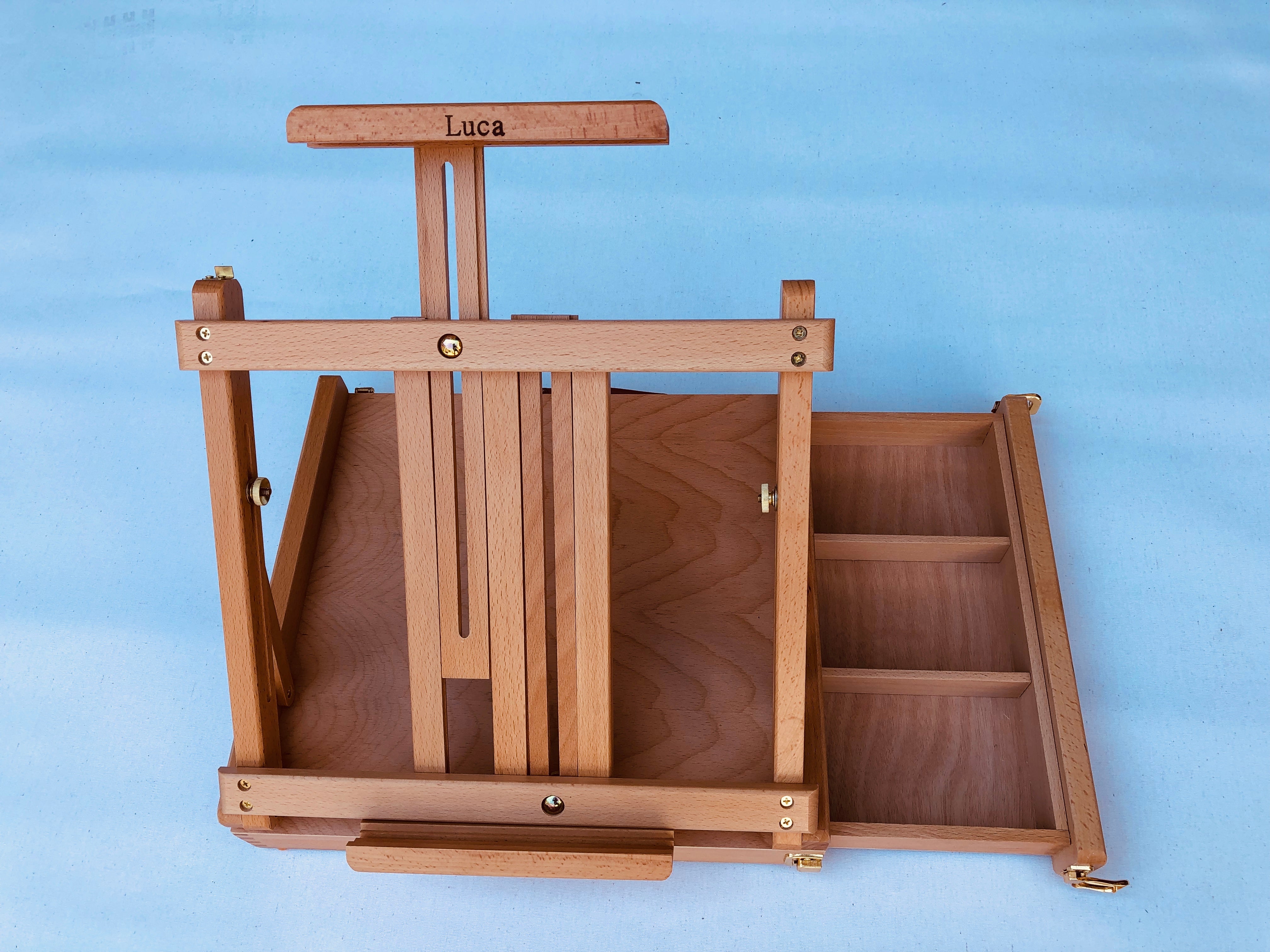 Luca Table Box Easel With Side Drawer Beechwood LW05B - Art Supplies Australia