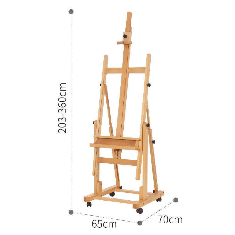 Luca Studio Easel With Multi-Angle Adjustment & Castor Wheels. Premium Quality Beechwood LW11 - Art Supplies Australia