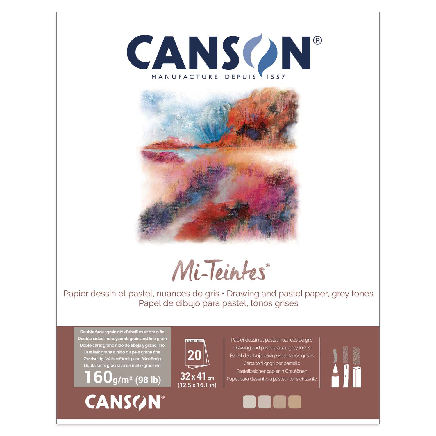 Canson Mi-Teintes Paper Pads 160gsm 20 Sheets - Art Supplies Australia