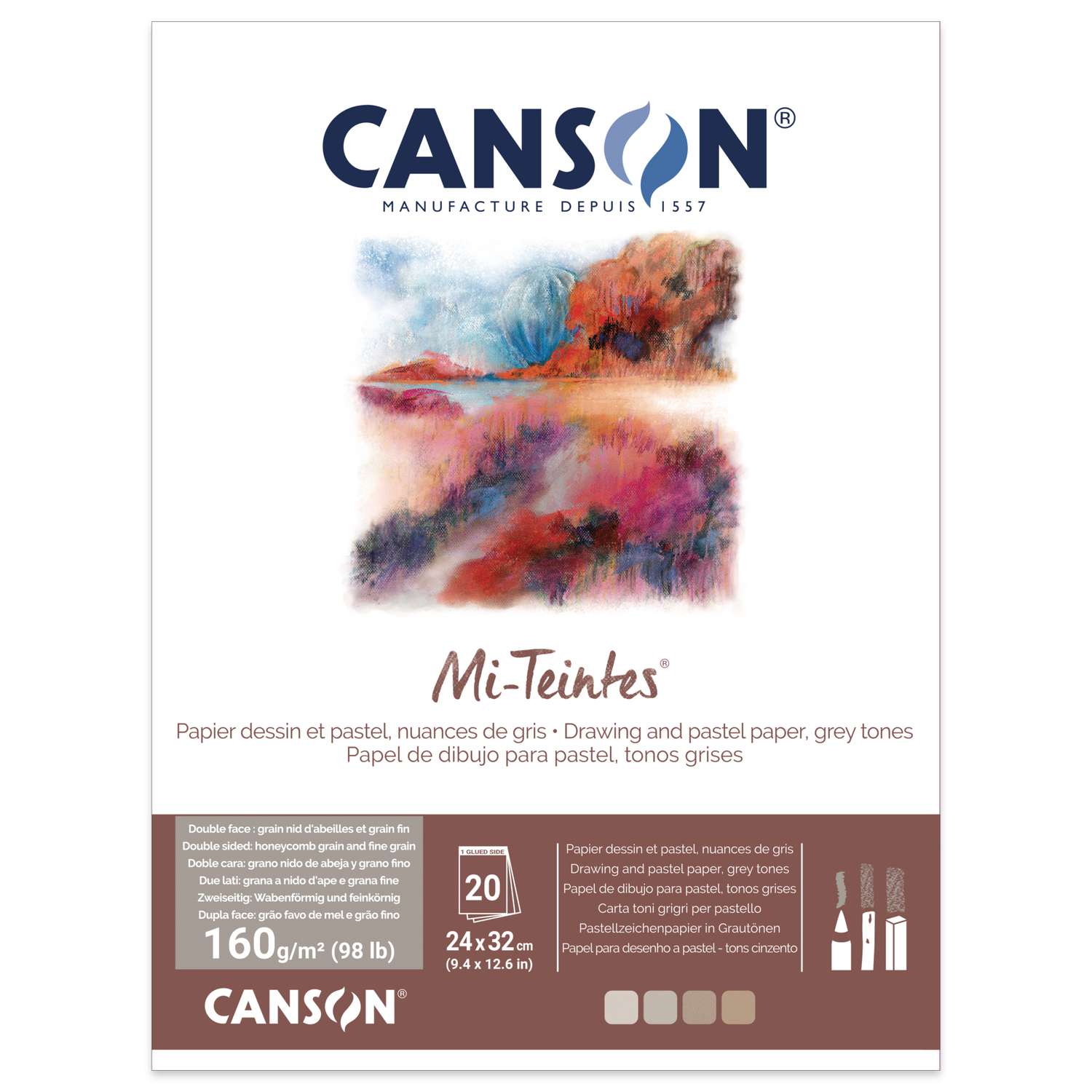 Canson Mi-Teintes Paper Pads 160gsm 20 Sheets - Art Supplies Australia