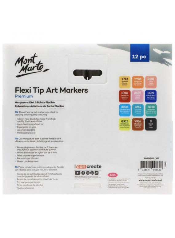 Mont Marte Premium Marker Set - Flexi Tip Alcohol Ink Art Markers - Art Supplies Australia