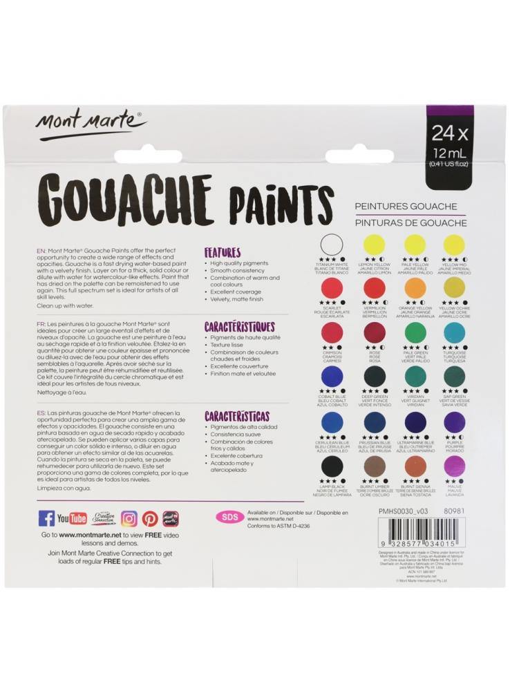 Mont Marte Gouache Paint Sets - Art Supplies Australia