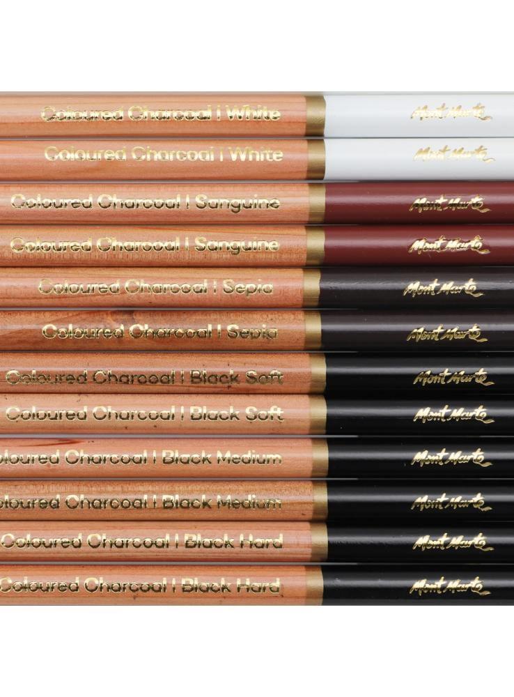 Mont Marte Signature Coloured Charcoal Pencils 12 Pieces - Art Supplies Australia