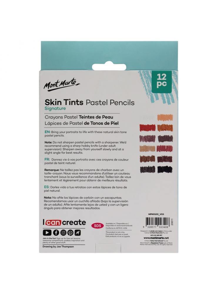 Mont Marte Signature Skin Tints Pastel Pencils 12 Pieces - Art Supplies Australia