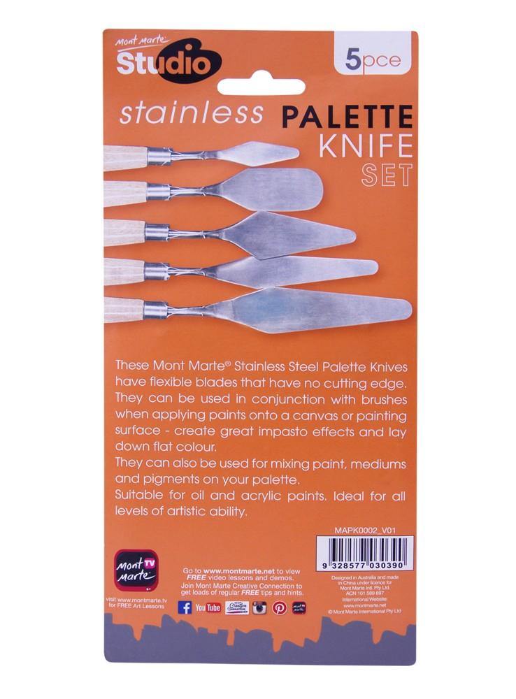 Mont Marte Studio Series Stainless Steel Palette Knife Set of 5 - Art Supplies Australia
