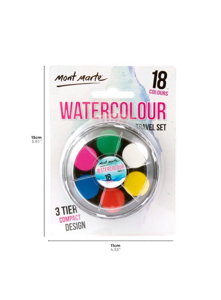 Mont Marte Watercolour Travel Set - 18 Pieces - Art Supplies Australia