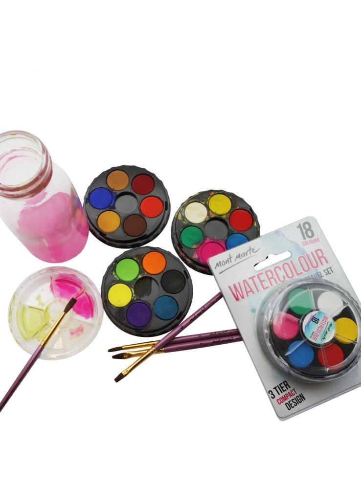 Mont Marte Watercolour Travel Set - 18 Pieces - Art Supplies Australia