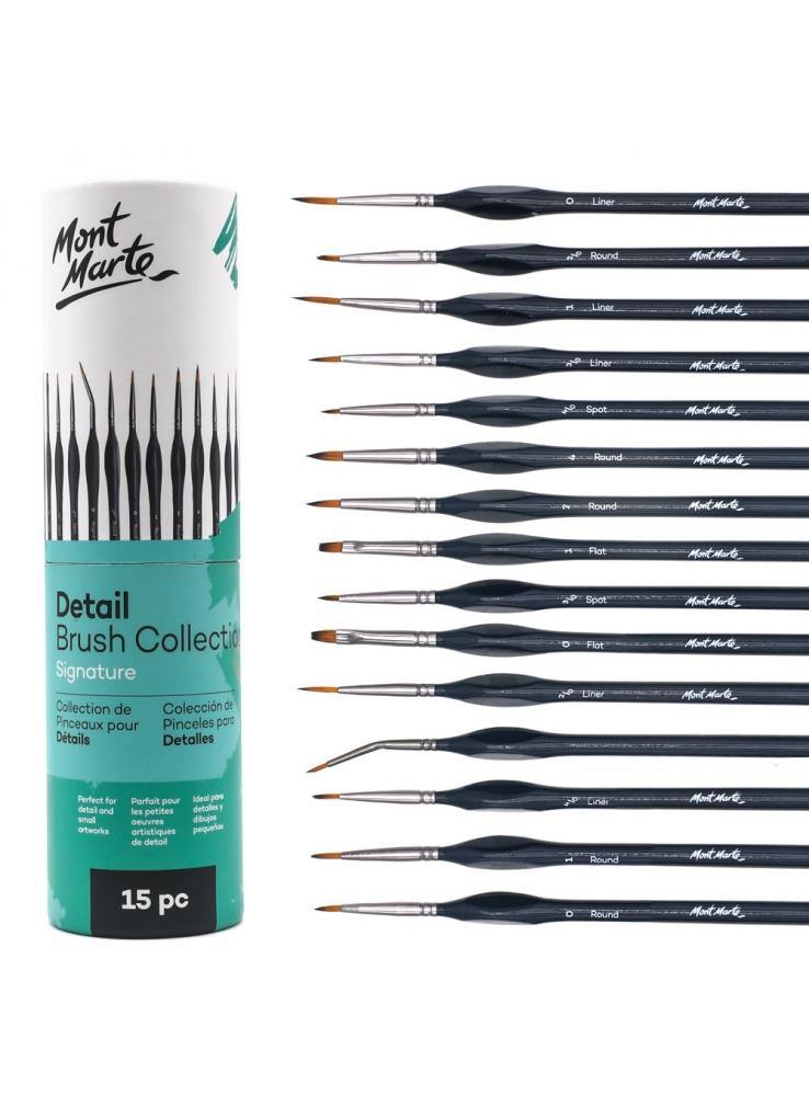 Mont Marte Signature Detail Brush Collection 15 Pieces - Art Supplies Australia