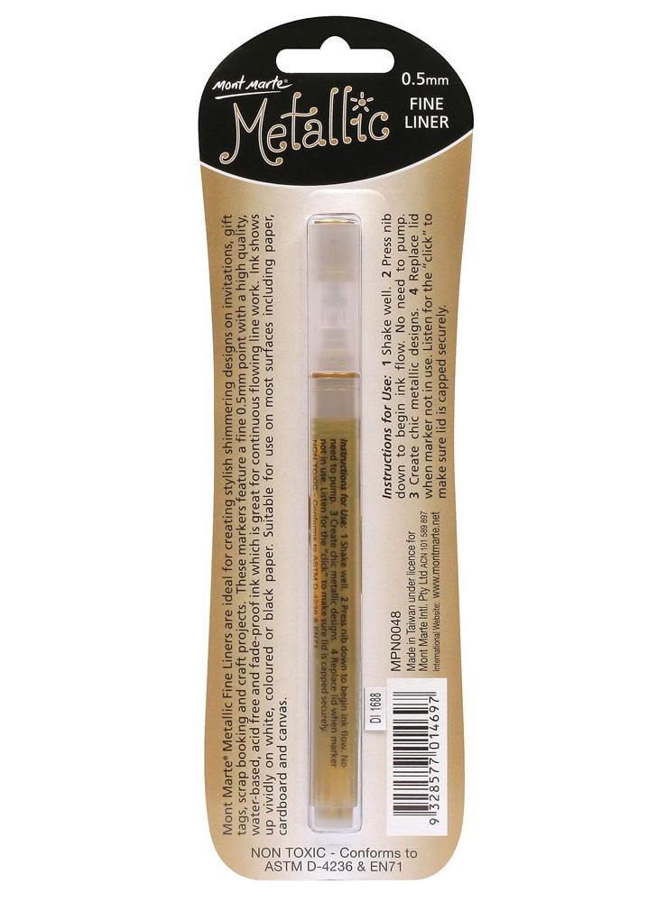 Mont Marte Metallic Marker Fine Point - Gold - Art Supplies Australia