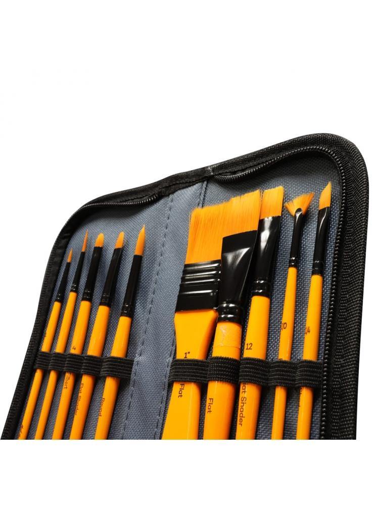 Mont Marte Signature Taklon Brush Set in Wallet 11pce - Acrylic - Art Supplies Australia