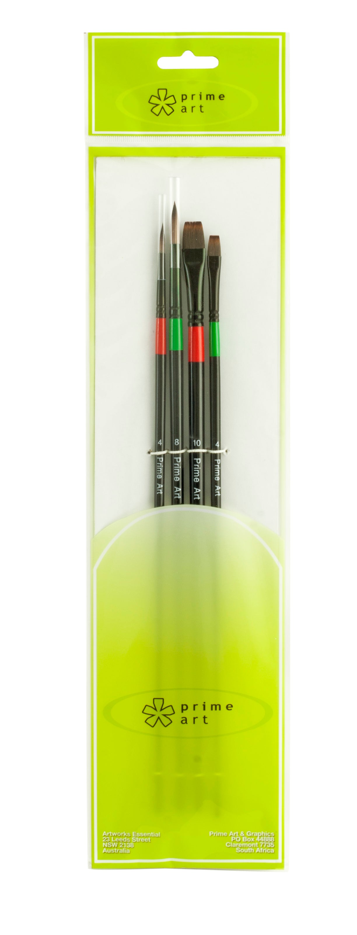 Professional Brush Set Two coloured taklon (2 round, 2 flat) - 4 piece set BS1184 - Art Supplies Australia