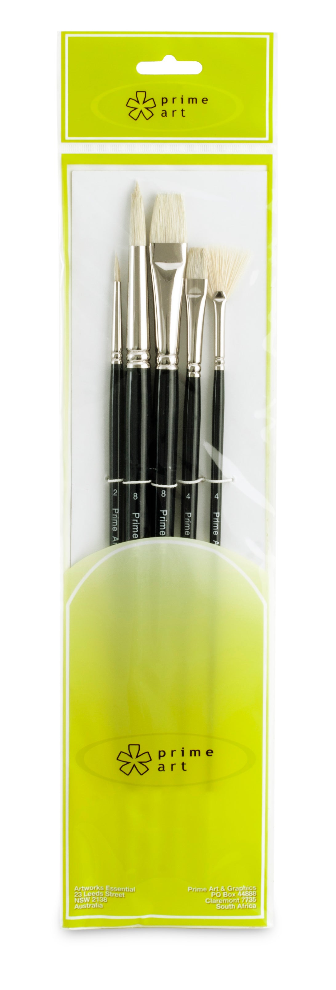Professional Brush Set Fine hog bristle, brass ferrule (Pack B) - 5 piece set BS2015B - Art Supplies Australia