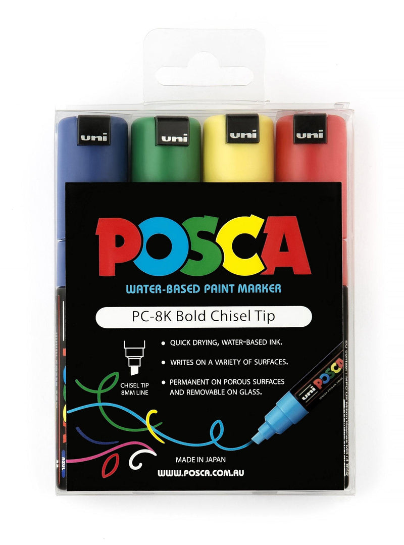 Uni POSCA Water-based Pigment Ink Marker - Bold(8.0mm) Chisel Tip(PC-8K) - Art Supplies Australia